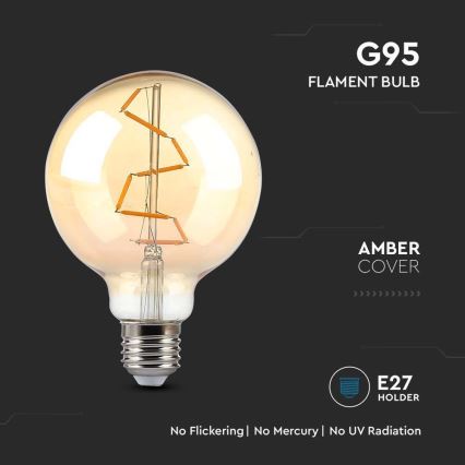 LED-pære FILAMENT G95 E27/4W/230V 2200K