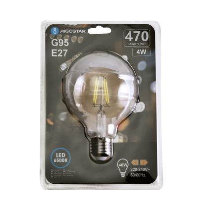 LED-pære FILAMENT G95 E27/4W/230V 6500K - Aigostar