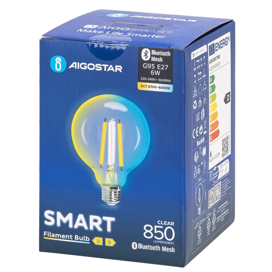 LED-pære dæmpbar FILAMENT MESH Smart G95 E27/6W/230V 2700-6500K - Aigostar