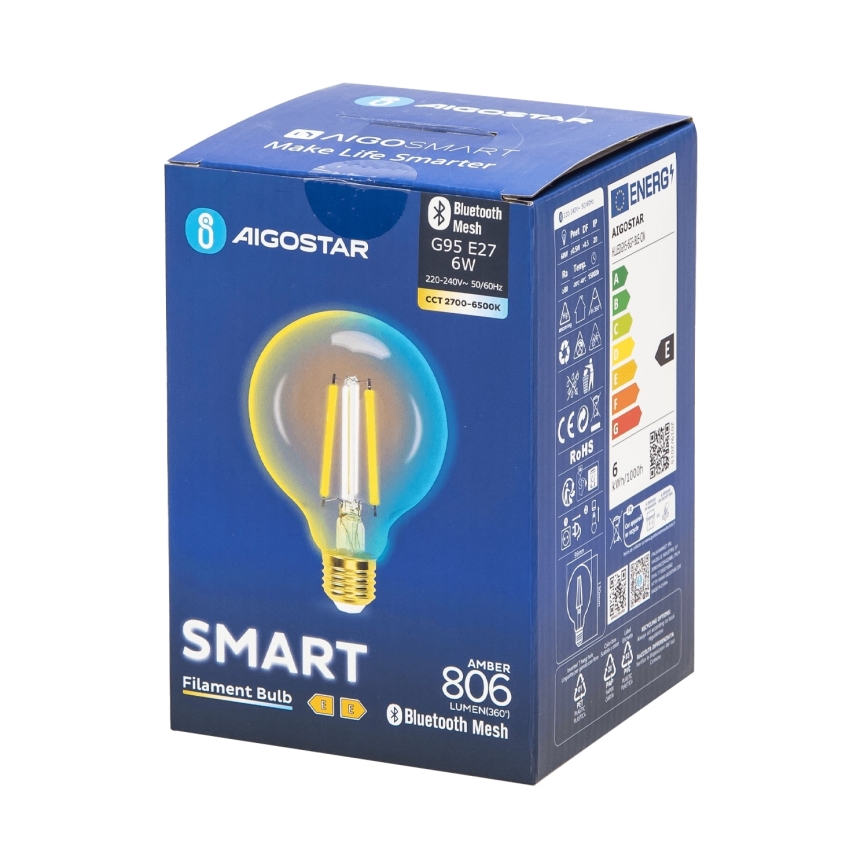 LED-pære dæmpbar FILAMENT MESH Smart G95 E27/6W/230V 2700-6500K - Aigostar
