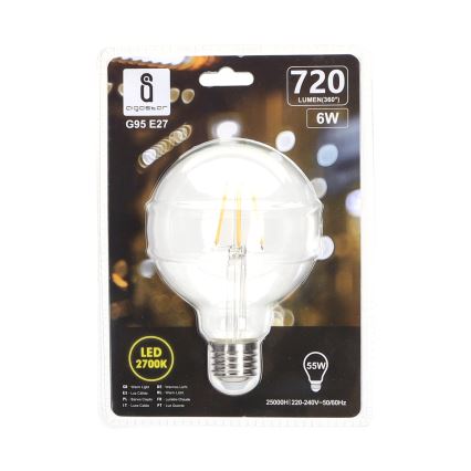 LED-pære FILAMENT G95 E27/6W/230V 2700K - Aigostar