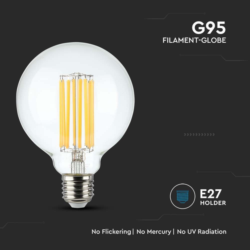 LED-pære FILAMENT G95 E27/6W/230V 3000K