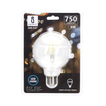 LED-pære FILAMENT G95 E27/6W/230V 6500K - Aigostar