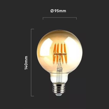 LED-pære FILAMENT G95 E27/8W/230V 2200K