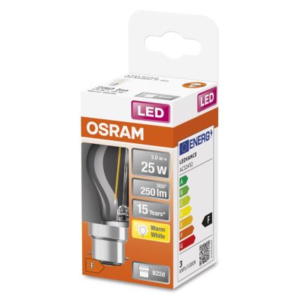 LED-pære FILAMENT P45 B22d/3W/230V 2700K - Osram