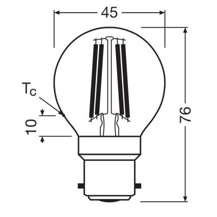 LED-pære FILAMENT P45 B22d/3W/230V 2700K - Osram