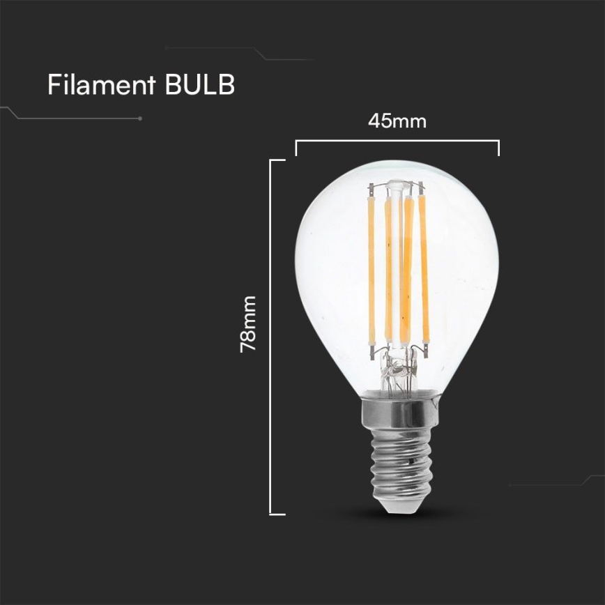 LED-pære FILAMENT P45 E14/6W/230V 4000K
