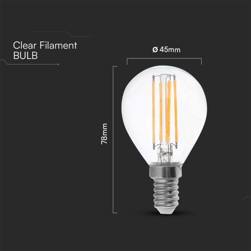 LED-pære FILAMENT P45 E14/6W/230V 6500K