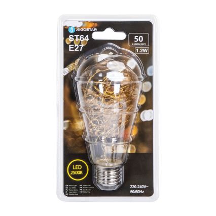 LED-pære FILAMENT ST64 E27/1,2W/230V 2500K - Aigostar