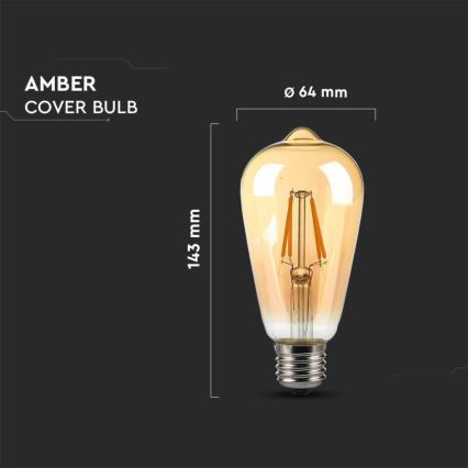 LED-pære FILAMENT ST64 E27/4W/230V 2200K