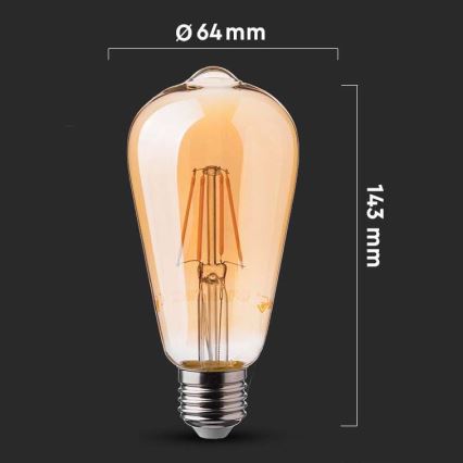 LED-pære FILAMENT ST64 E27/6W/230V 2200K