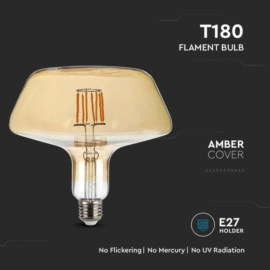 LED-pære FILAMENT T180 E27/8W/230V 1800K