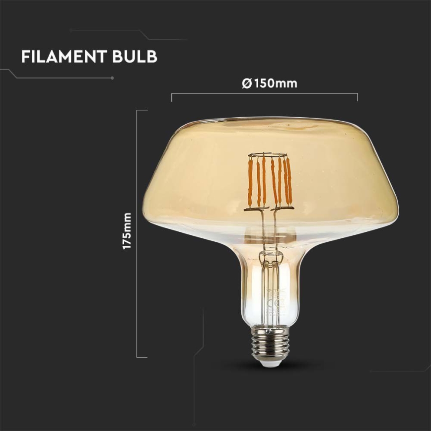 LED-pære FILAMENT T180 E27/8W/230V 1800K