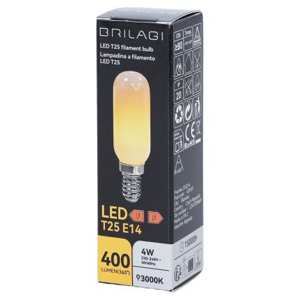 LED-pære FILAMENT T25 E14/4W/230V 3000K - BRILAGI