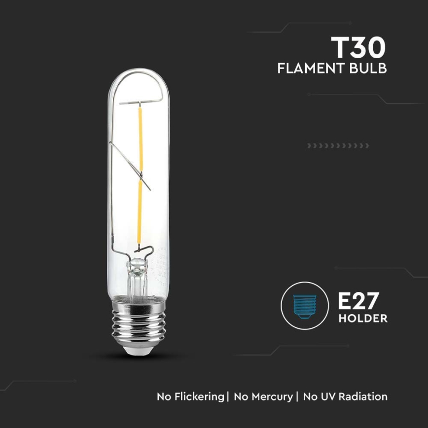 LED-pære FILAMENT T30 E27/2W/230V 3000K