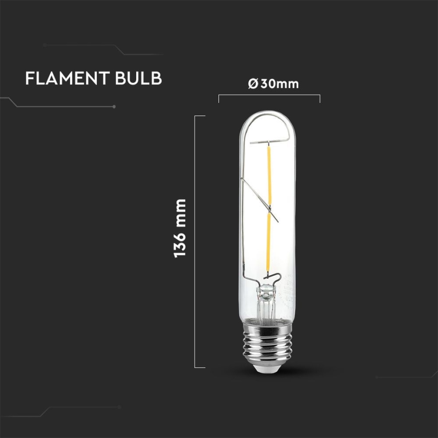 LED-pære FILAMENT T30 E27/2W/230V 3000K