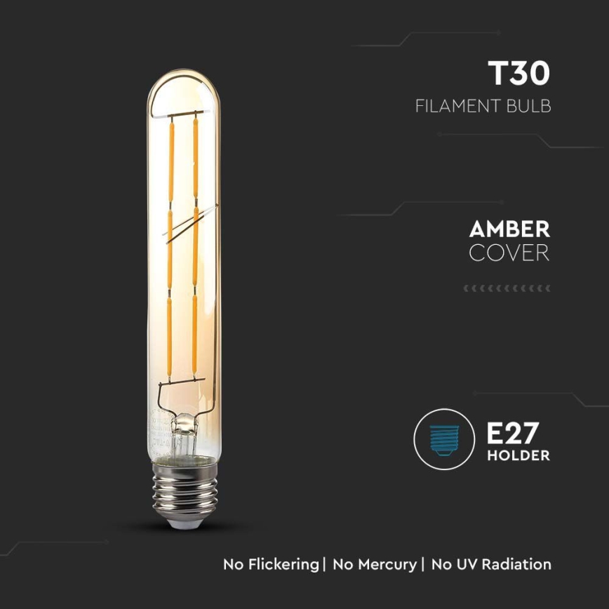 LED-pære FILAMENT T30 E27/6W/230V 2200K