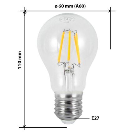 LED-pære FILAMENT VINTAGE A60 E27/7W/230V 2700K