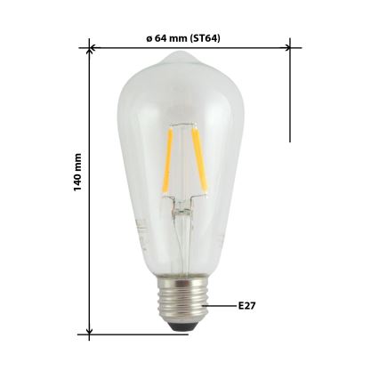 LED-pære FILAMENT VINTAGE ST64 E27/4W/230V 2700K