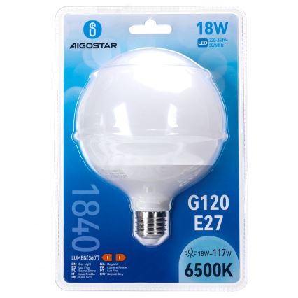 LED-pære G120 E27/18W/230V 6500K - Aigostar