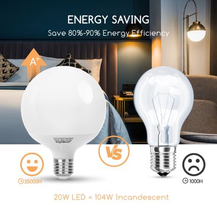 LED-pære G120 E27/20W/230V 3000K - Aigostar