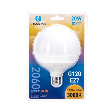 LED-pære G120 E27/20W/230V 3000K - Aigostar