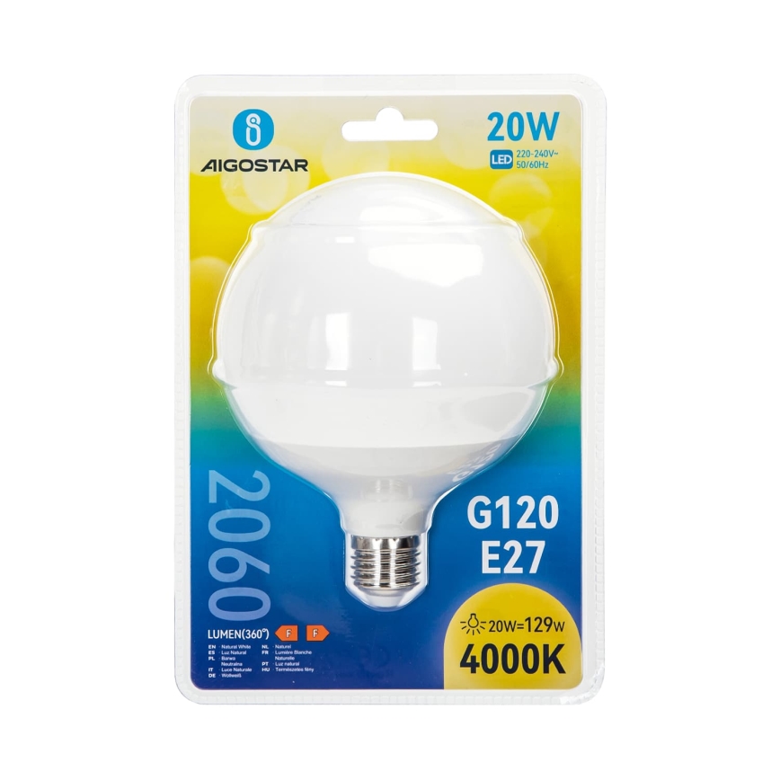 LED-pære G120 E27/20W/230V 4000K - Aigostar