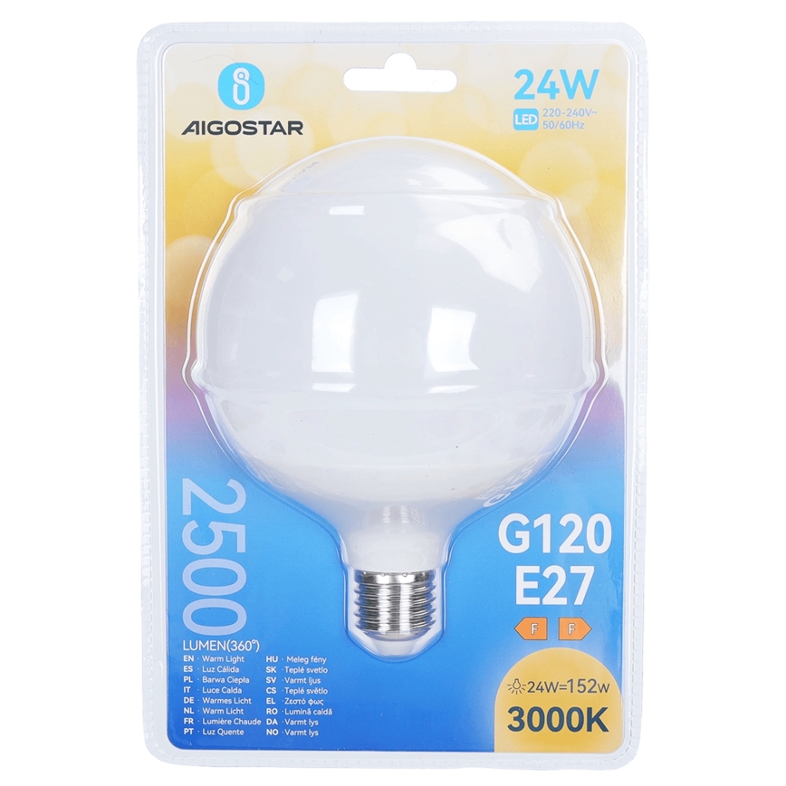 LED-pære G120 E27/24W/230V 3000K - Aigostar