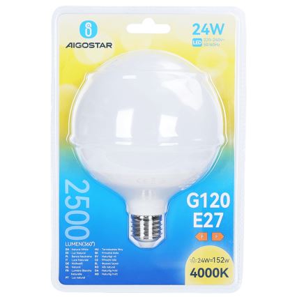 LED-pære G120 E27/24W/230V 4000K - Aigostar