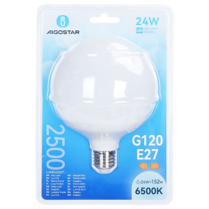 LED-pære G120 E27/24W/230V 6500K - Aigostar