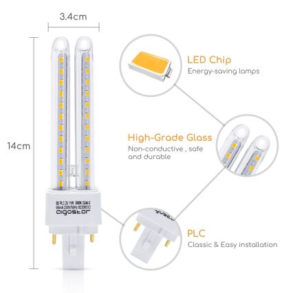 LED-pære G24D-3/11W/230V 3000K - Aigostar