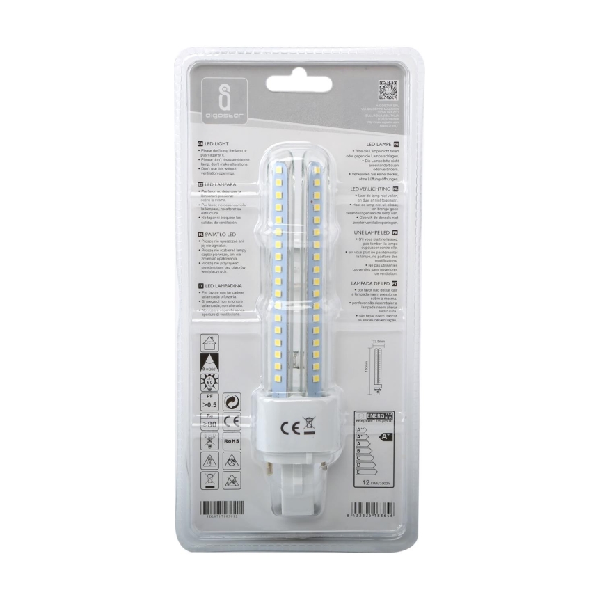 LED-pære G24D-3/12W/230V 6500K - Aigostar