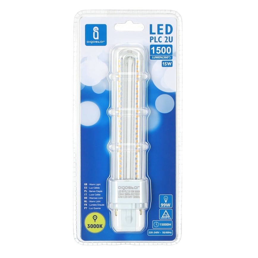 LED-pære G24D-3/15W/230V 3000K - Aigostar