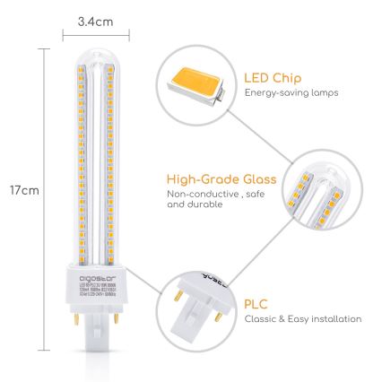 LED-pære G24D-3/15W/230V 3000K - Aigostar