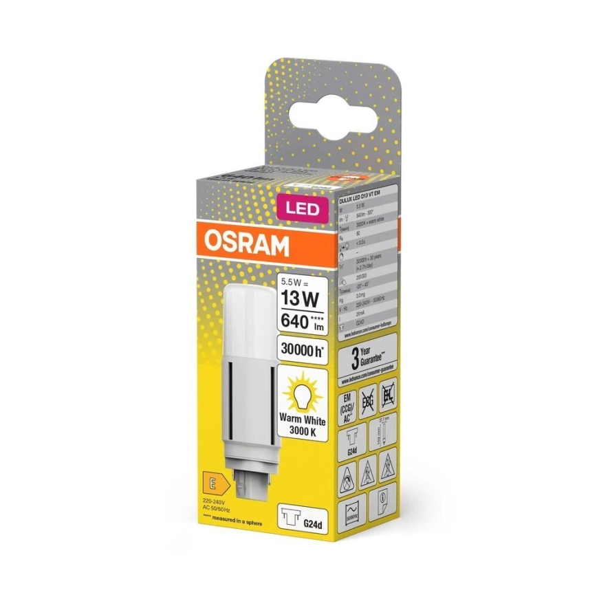 LED-pære G24d/5,5W/230V 3000K - Osram