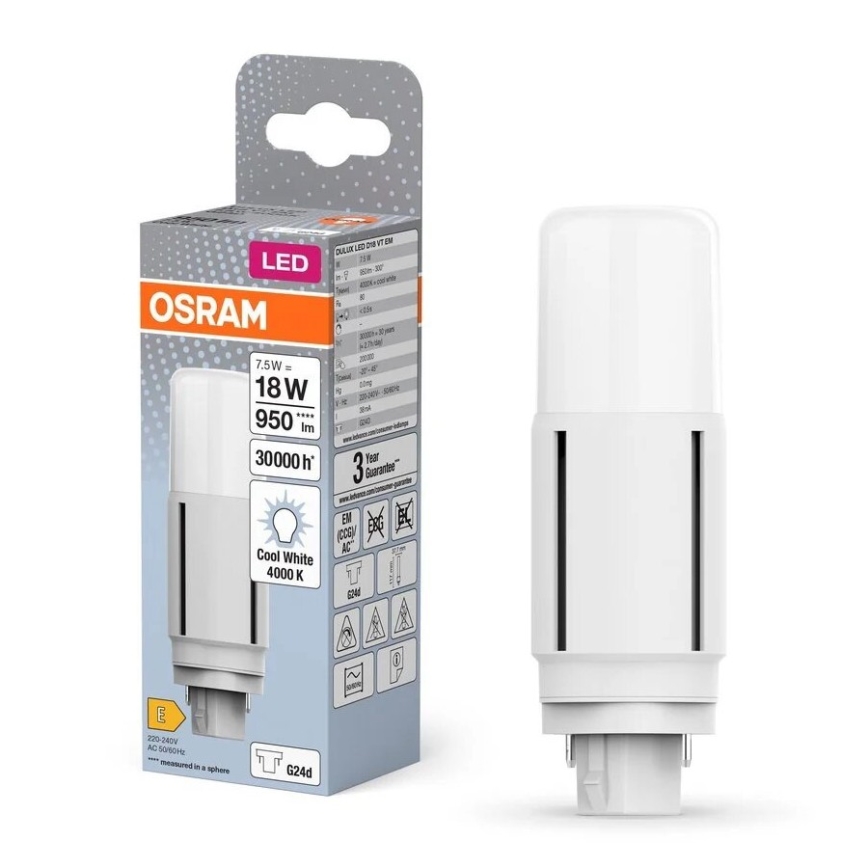 LED-pære G24d/7,5W/230V 4000K - Osram