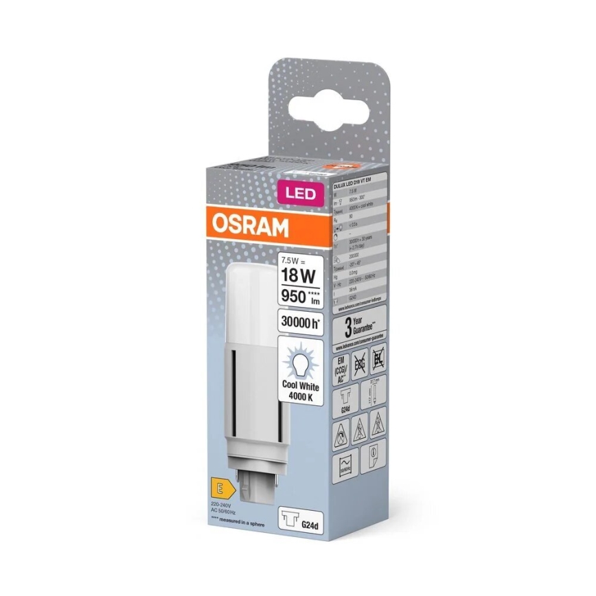 LED-pære G24d/7,5W/230V 4000K - Osram