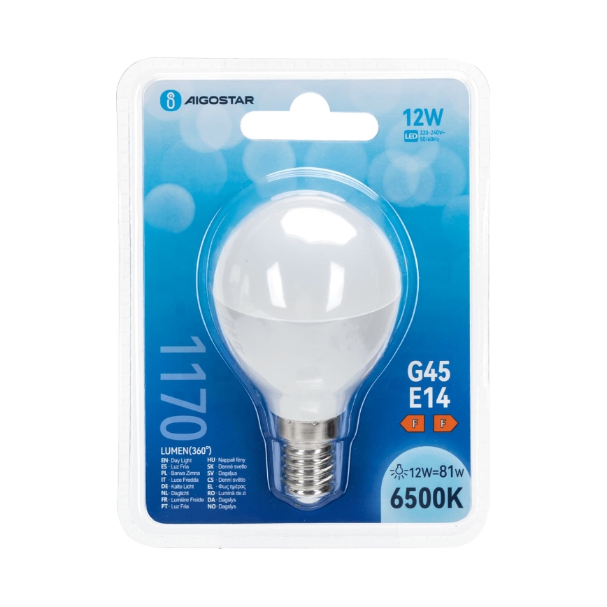 LED-pære G45 E14/12W/230V 6500K - Aigostar