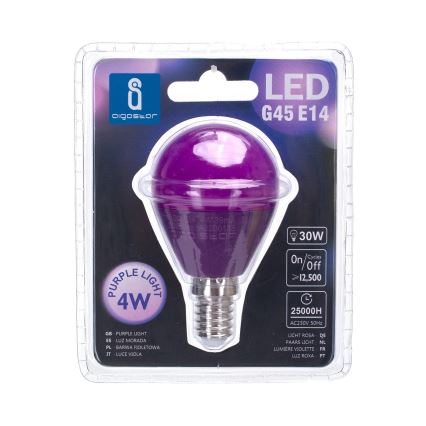 LED-pære G45 E14/4W/230V lilla - Aigostar