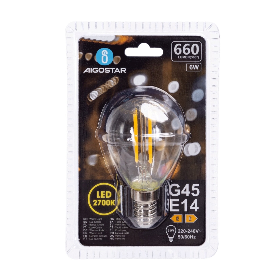 LED-pære G45 E14/6W/230V 2700K - Aigostar