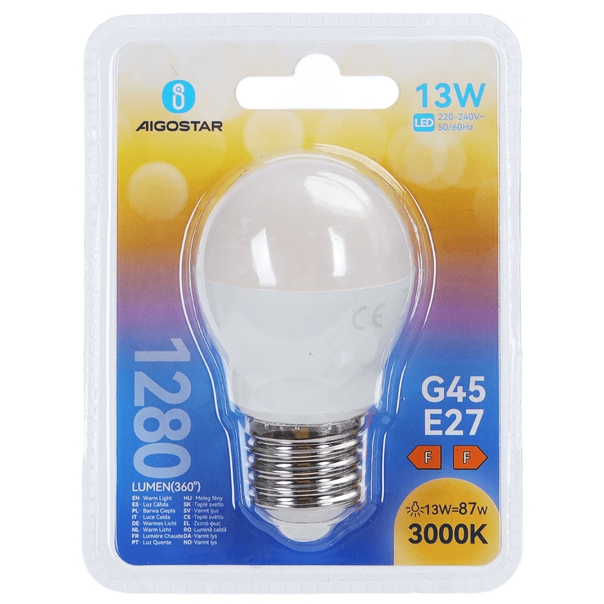 LED-pære G45 E27/13W/230V 3000K - Aigostar