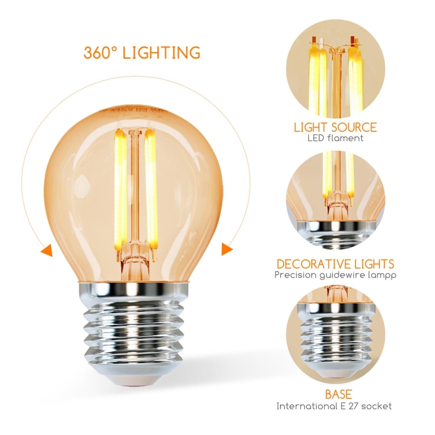 LED-pære G45 E27/4W/230V 2200K - Aigostar