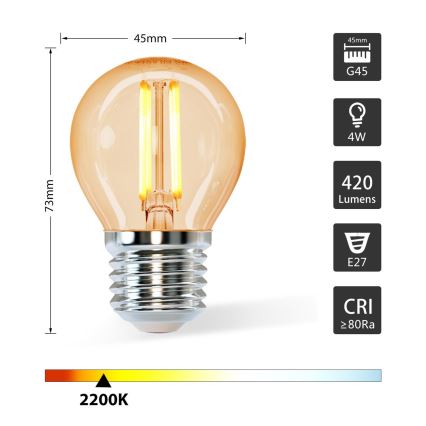 LED-pære G45 E27/4W/230V 2200K - Aigostar