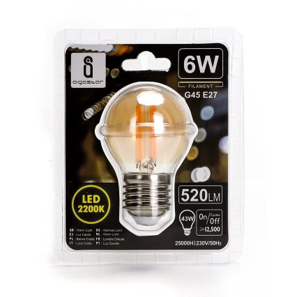 LED-pære G45 E27/6W/230V 2200K - Aigostar