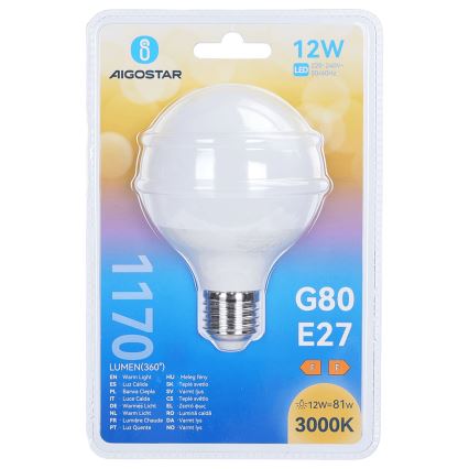 LED-pære G80 E27/12W/230V 3000K - Aigostar