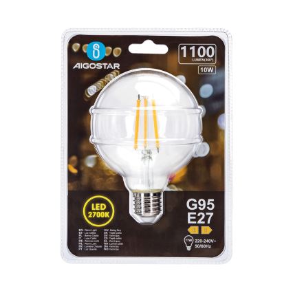 LED-pære G95 E27/10W/230V 2700K - Aigostar