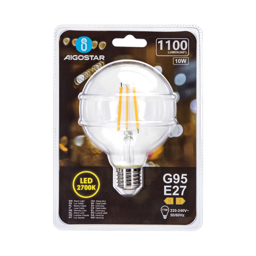 LED-pære G95 E27/10W/230V 2700K - Aigostar