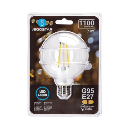 LED-pære G95 E27/10W/230V 6500K - Aigostar