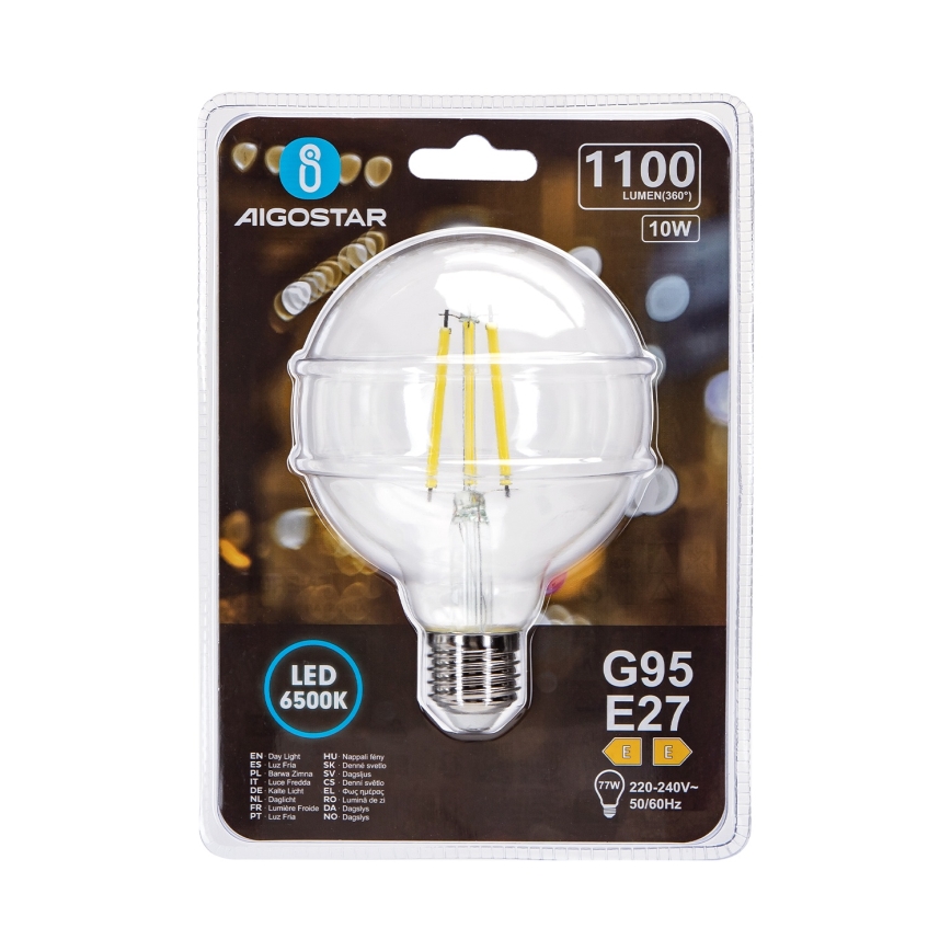 LED-pære G95 E27/10W/230V 6500K - Aigostar