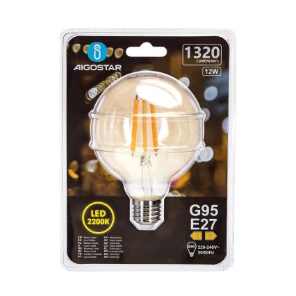LED-pære G95 E27/12W/230V 2200K - Aigostar